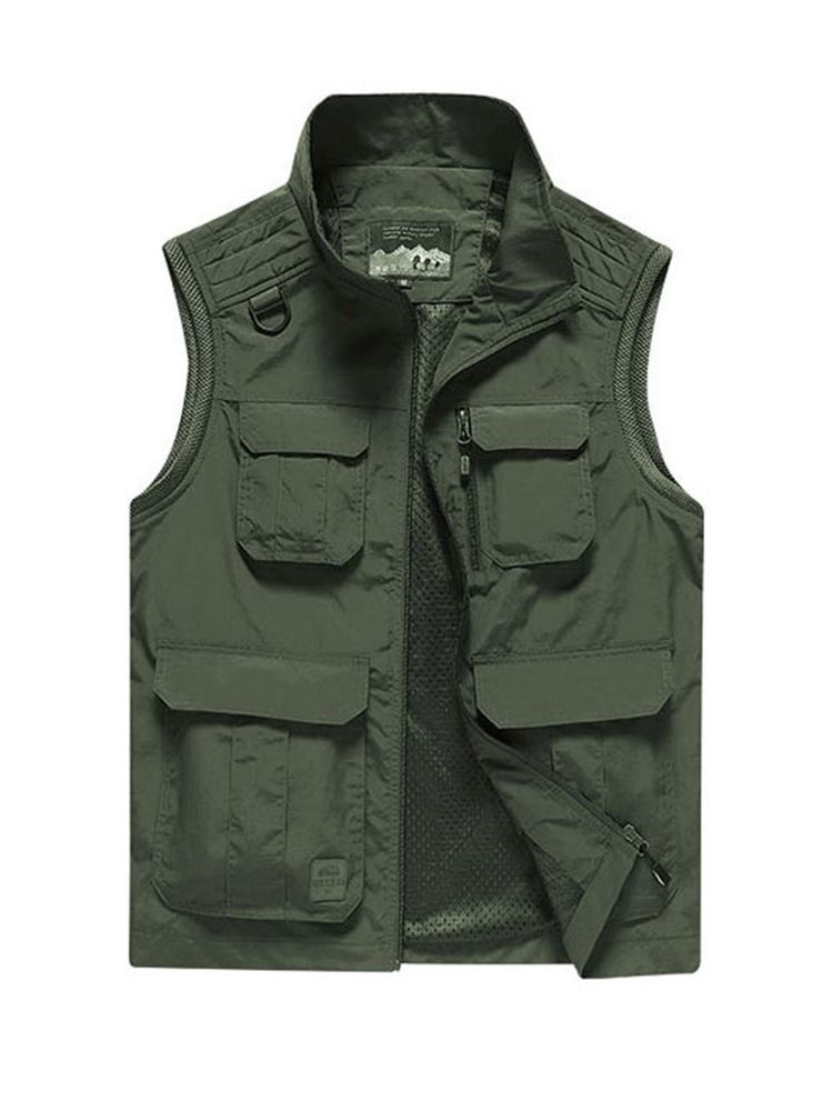 Color Block Stehkragen Reißverschluss Casual Frühling Herren Weste