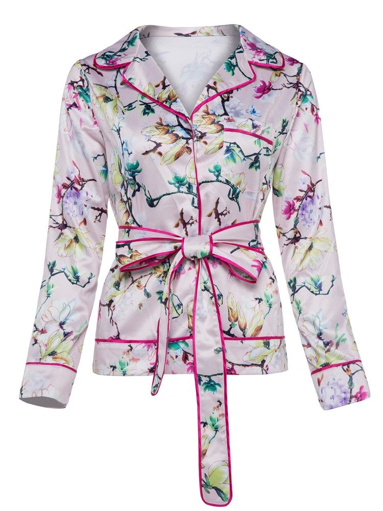 Damen-jacke Mit Gekerbtem Revers Und Blumendruck