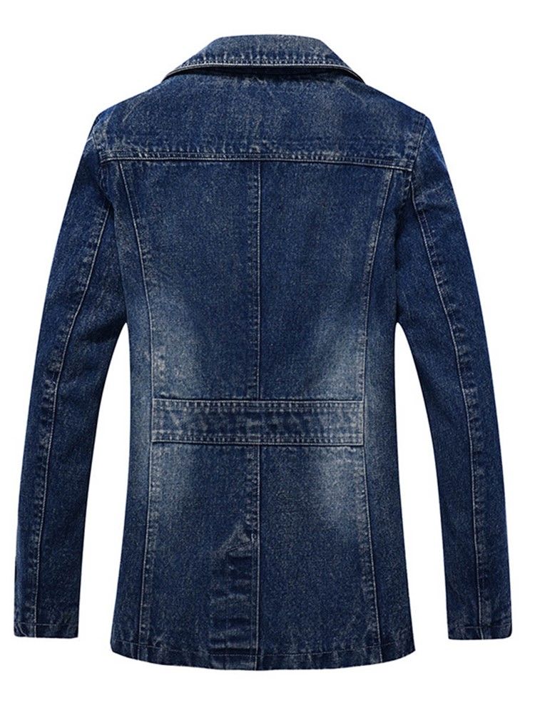 Denim Revers Slim Herren Trenchcoat