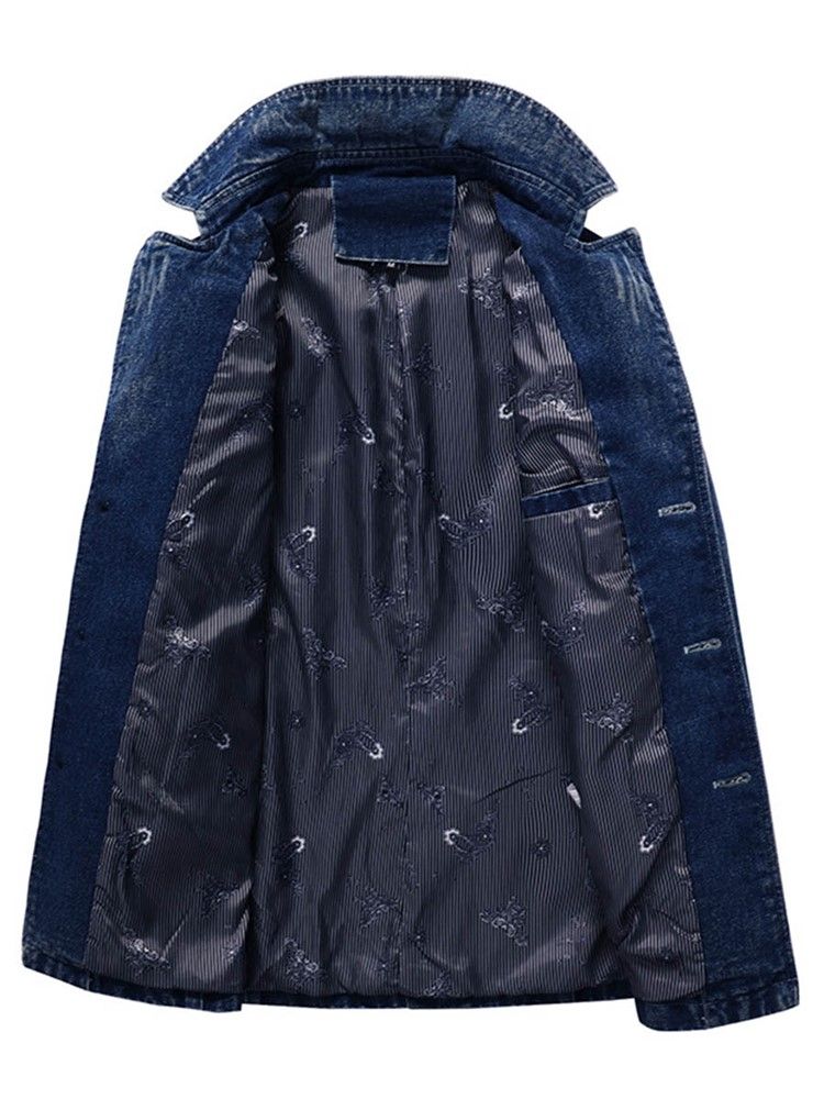 Denim Revers Slim Herren Trenchcoat