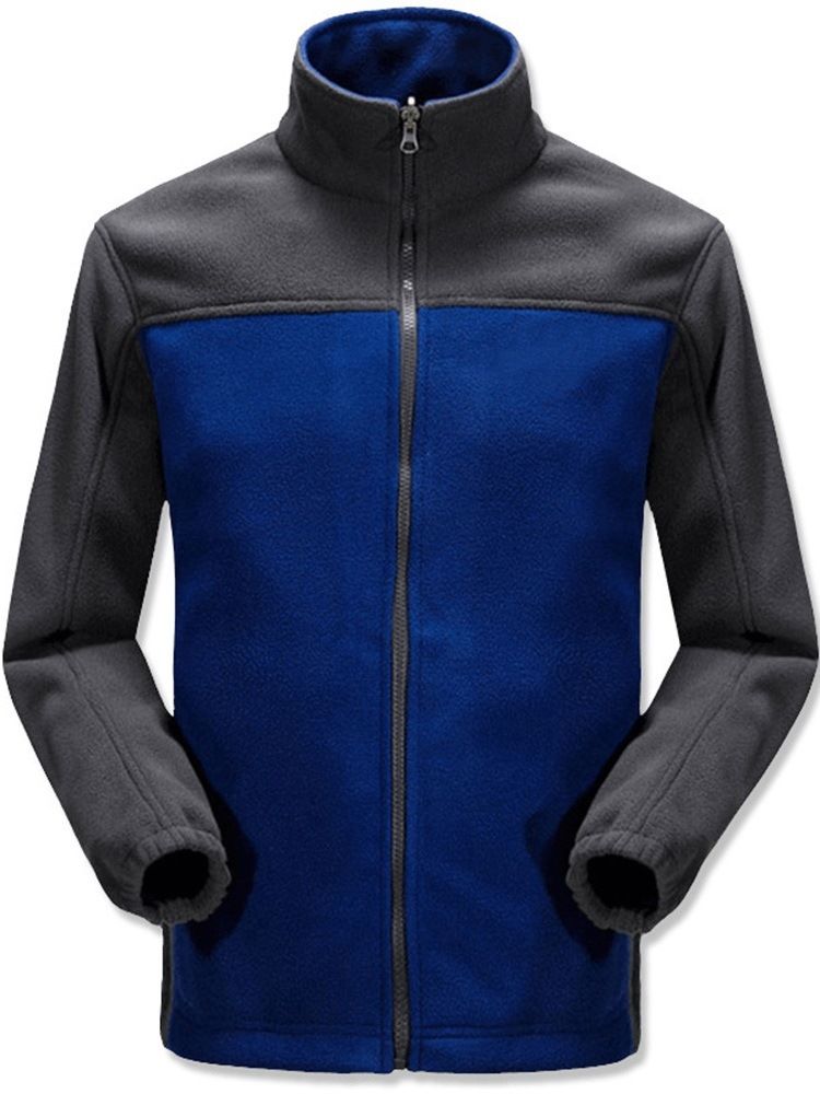 Dicker Stil Farbblock Stehkragen Casual Herrenjacke