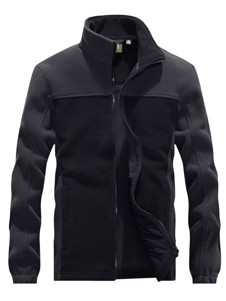 Dicker Stil Farbblock Stehkragen Casual Herrenjacke