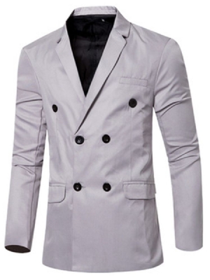Einfarbiger Zweireihiger Freizeit-blazer Für Herren