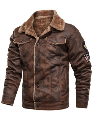 Farbblock Patchwork Dicke Einreihige Herrenjacke