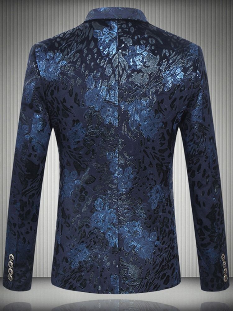Herren-blazer Mit Gekerbtem Revers Im Vintage-print