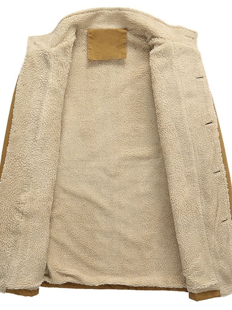 Herren-fleece-einreihige Winterjacke Mit Stehkragen