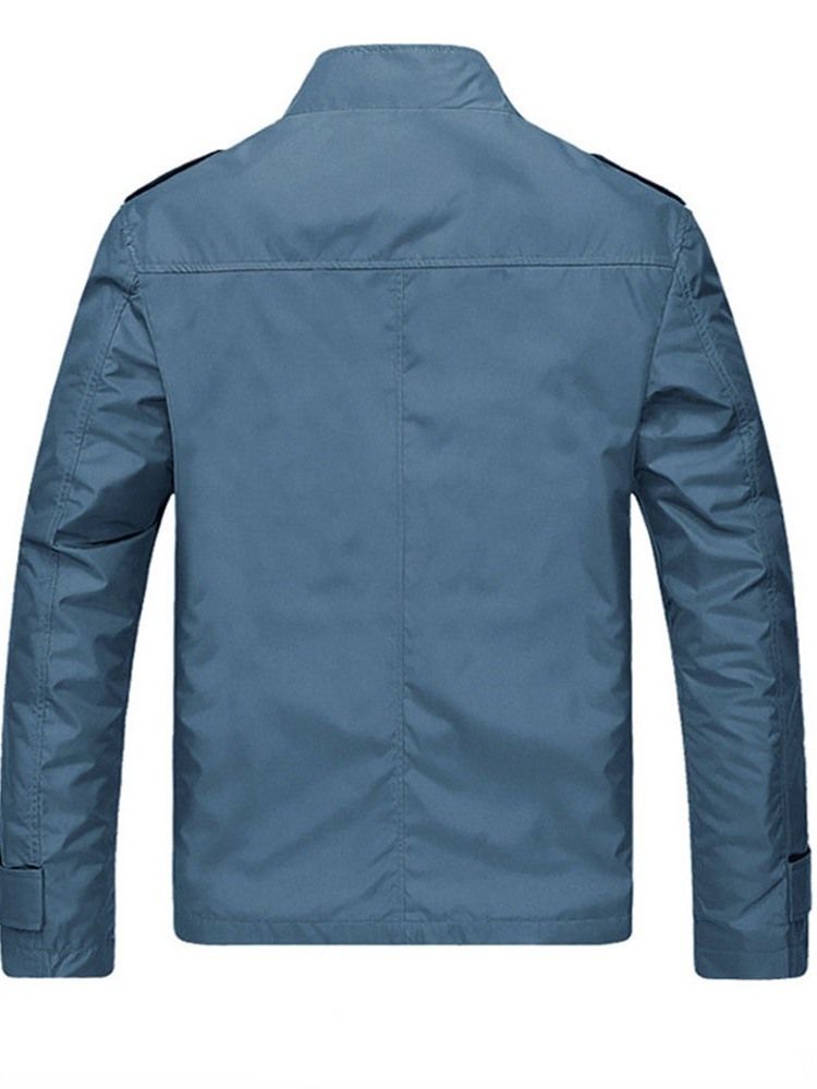 Herrenjacke Mit Reißverschluss Und Stehkragen Im Dünnen Stil