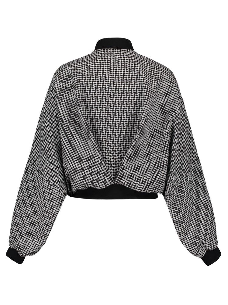 Kurze Damenjacke Mit Stehkragen Und Fledermausärmeln