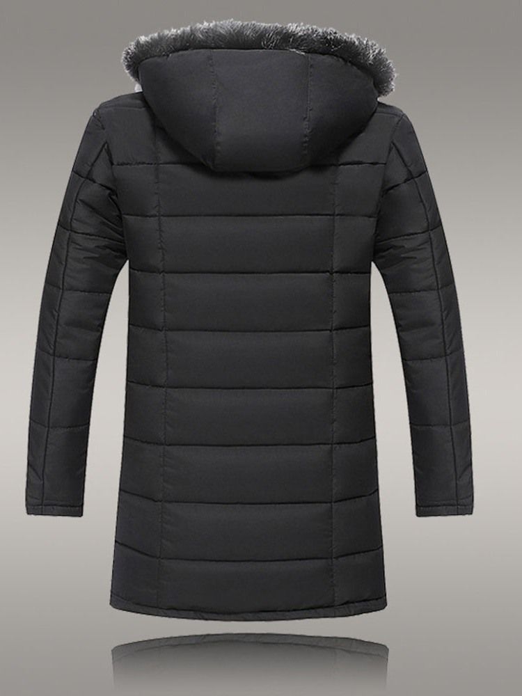 Long Color Block Zipper Casual Herren Daunenjacke
