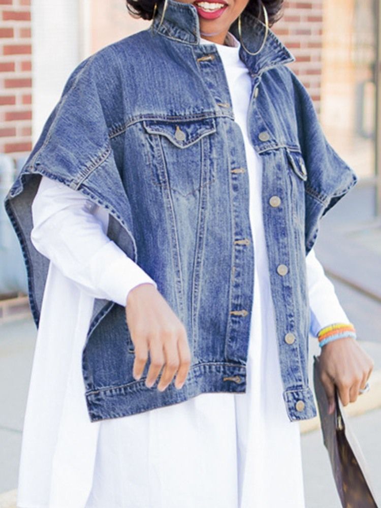 Lose Kurzarm-standardjacke Mit Fledermausärmeln Für Damen