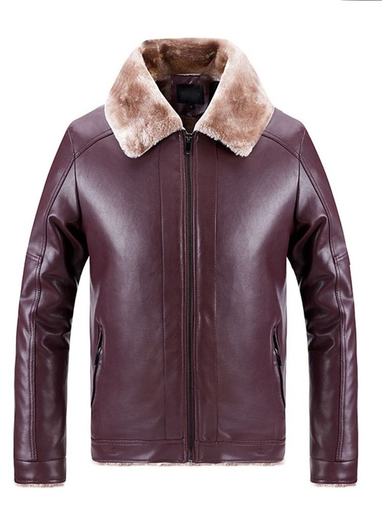 Normale Schmale Europäische Lederjacke Mit Schlichtem Revers