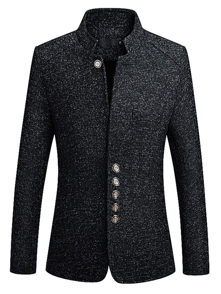 Plain Slim Fit Stehkragen Herren Jacke Blazer