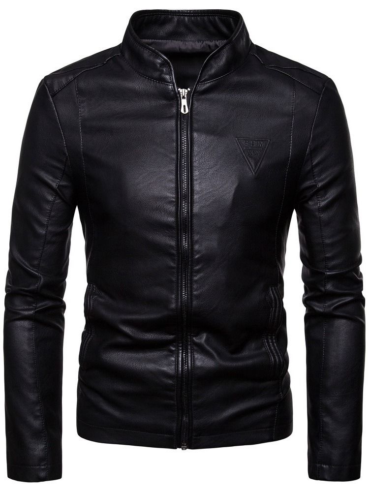Plain Stehkragen Reißverschluss Casual Herrenjacke