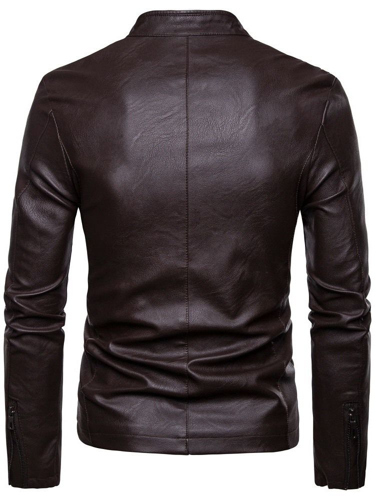 Plain Stehkragen Reißverschluss Casual Herrenjacke