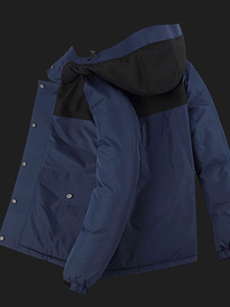 Reißverschluss Mit Kapuze Standard Zipper Casual Herren Daunenjacke