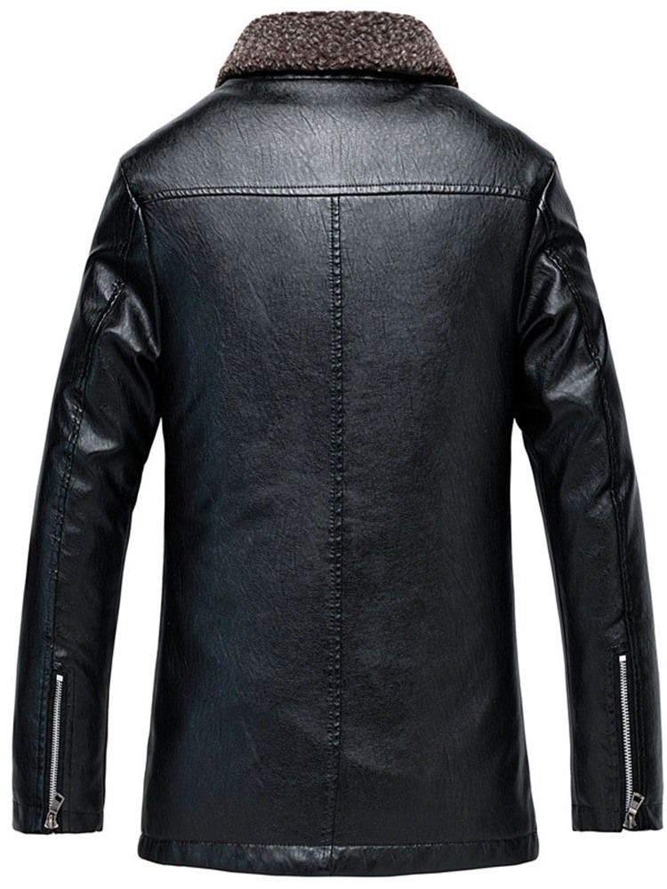 Revers Mittellange Lässige Schmale Herren Lederjacke