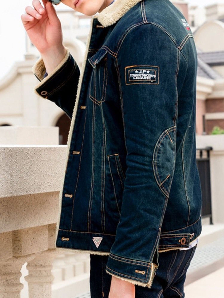 Revers Patchwork Kunstfleece Herren Lose Jacke
