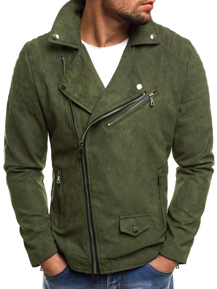 Revers Schlichte Herrenjacke Mit Reißverschluss