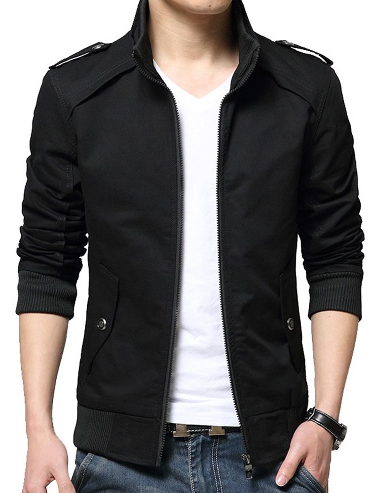Stehkragen Slim Zipper Herren Kurzjacke