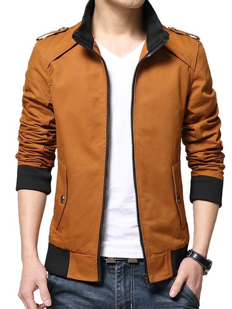 Stehkragen Slim Zipper Herren Kurzjacke