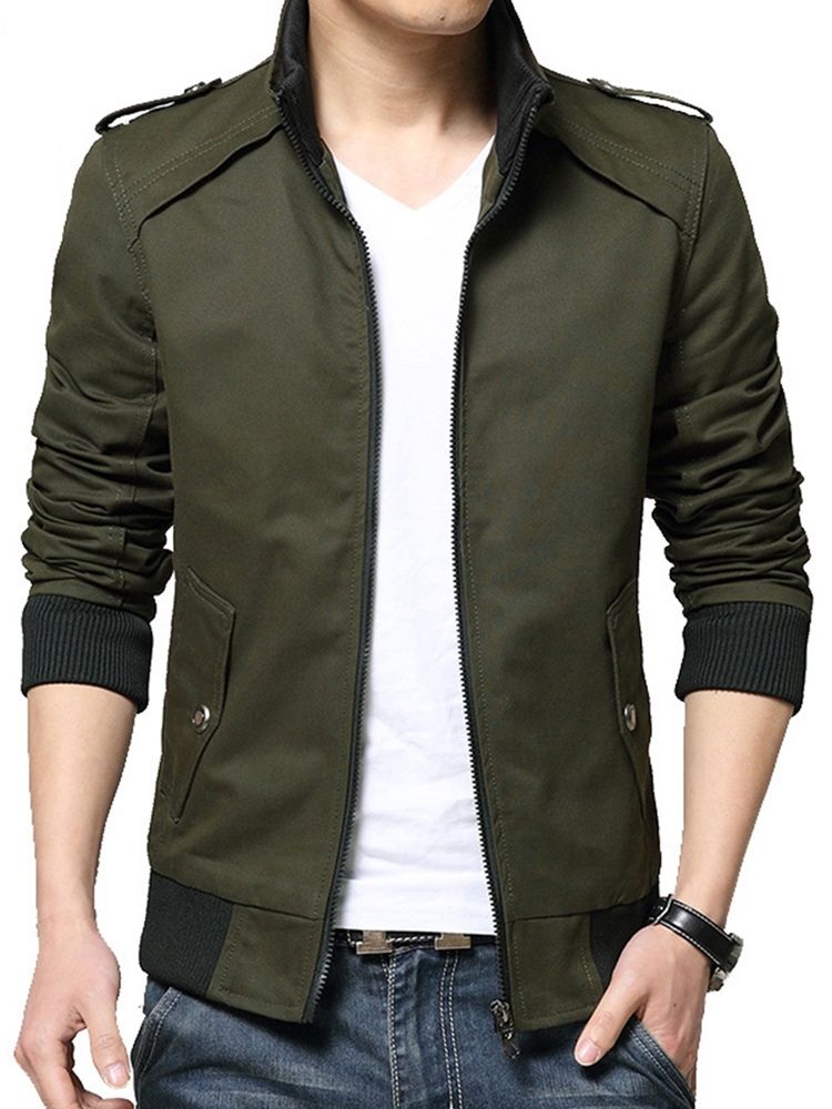 Stehkragen Slim Zipper Herren Kurzjacke