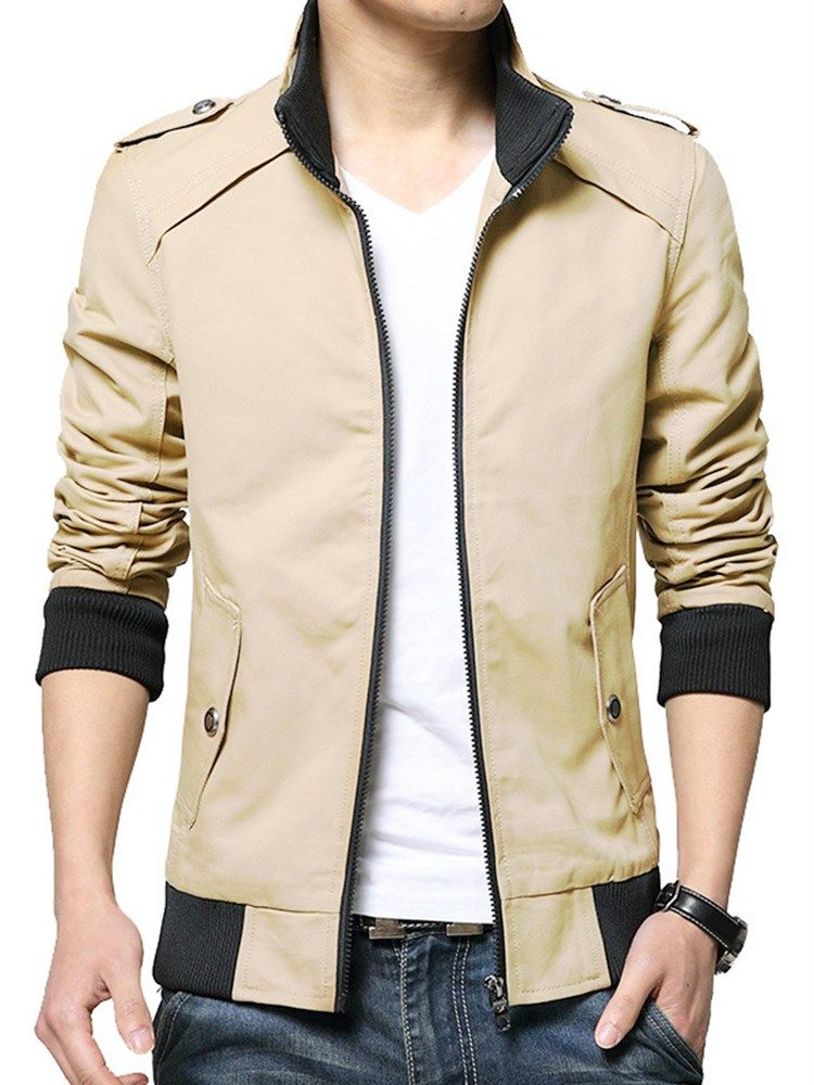 Stehkragen Slim Zipper Herren Kurzjacke