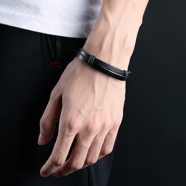 Herren Hot Edelstahl Lederarmband Für Herren Damen