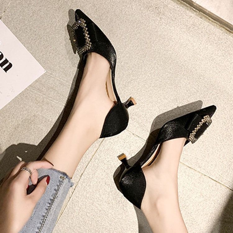 Damen Pumps Mit Strass-spitze Und Kitten Heel
