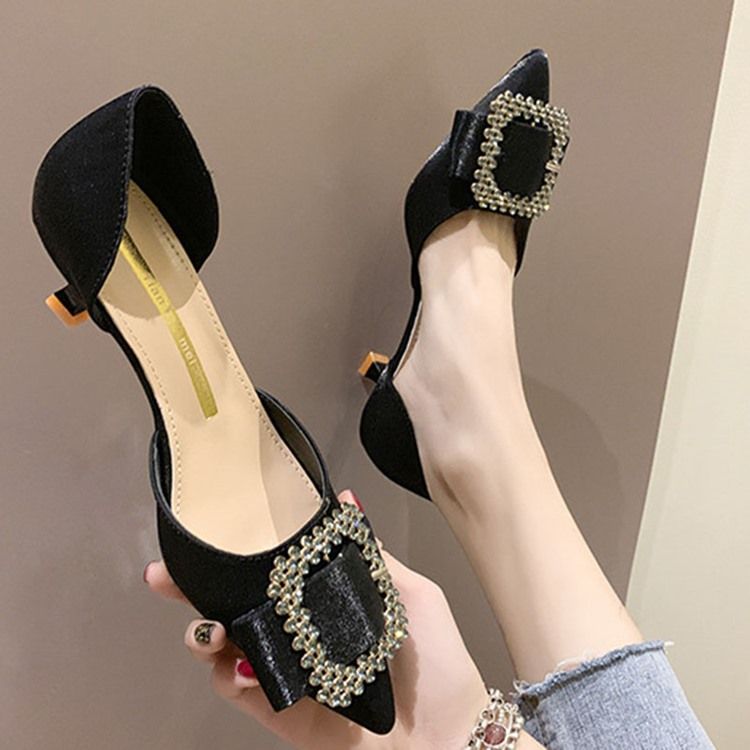 Damen Pumps Mit Strass-spitze Und Kitten Heel