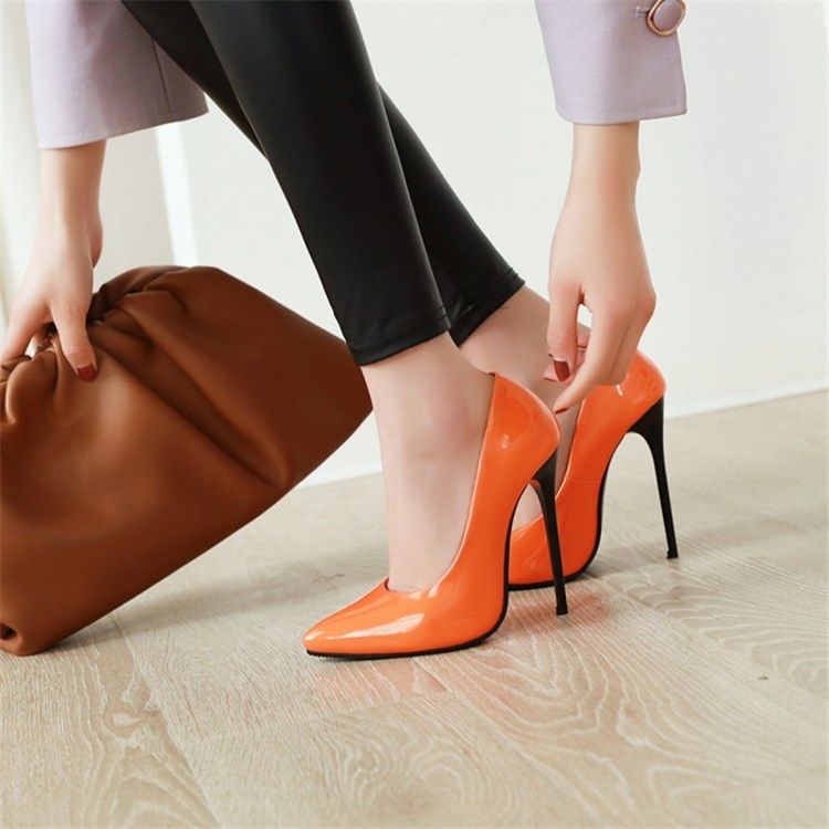 Damen Slip-on 12cm Dünne Schuhe Mit Spitzer Zehenpartie