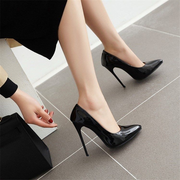 Damen Slip-on 12cm Dünne Schuhe Mit Spitzer Zehenpartie
