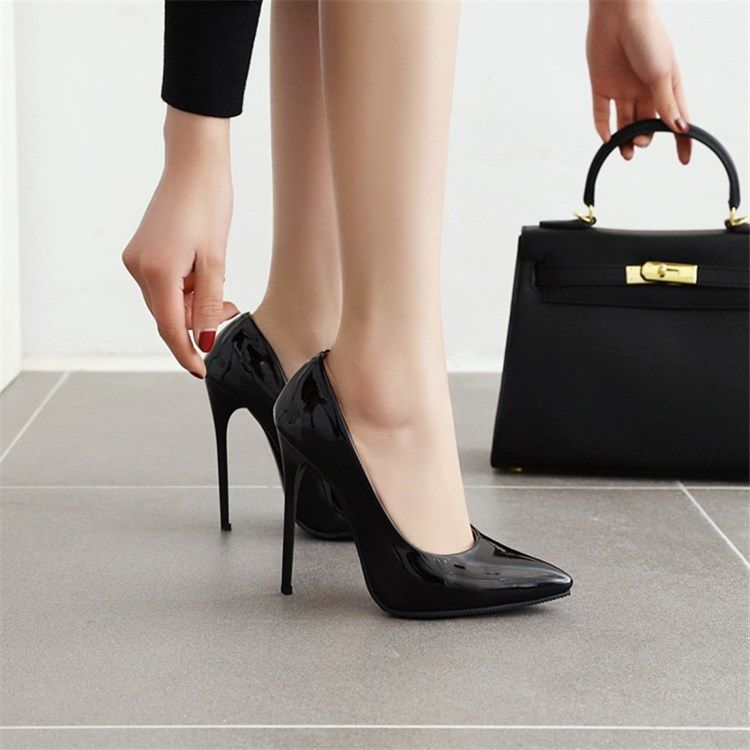 Damen Slip-on 12cm Dünne Schuhe Mit Spitzer Zehenpartie