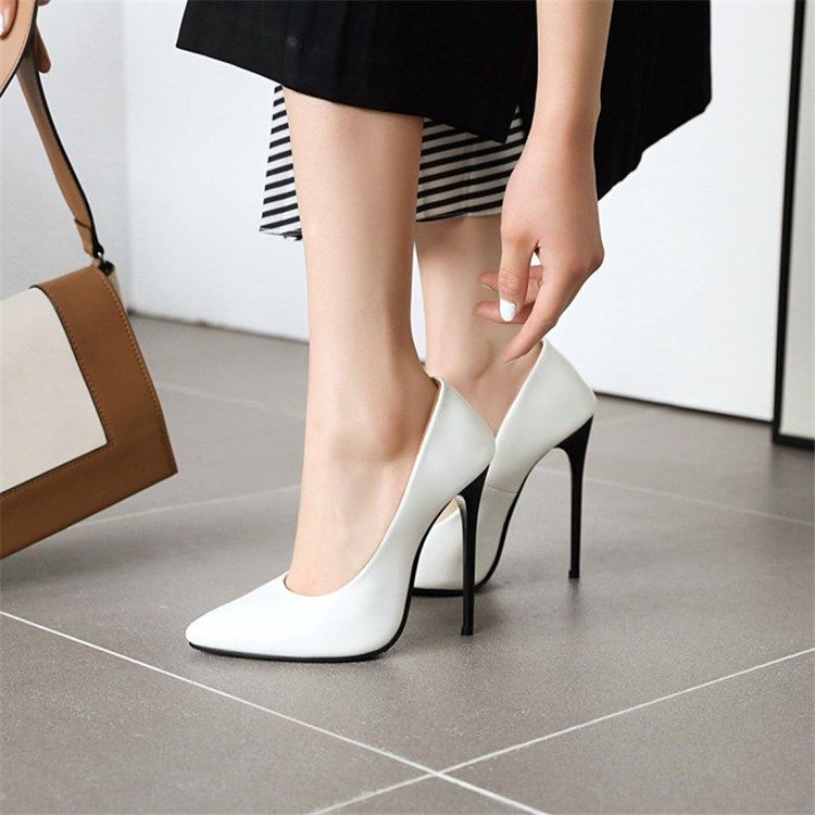 Damen Slip-on 12cm Dünne Schuhe Mit Spitzer Zehenpartie