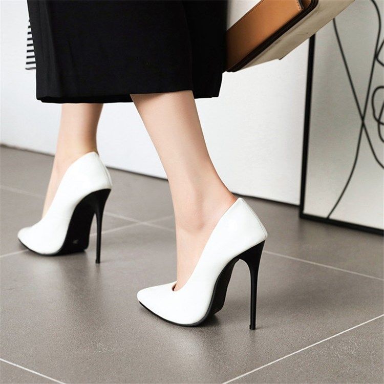 Damen Slip-on 12cm Dünne Schuhe Mit Spitzer Zehenpartie