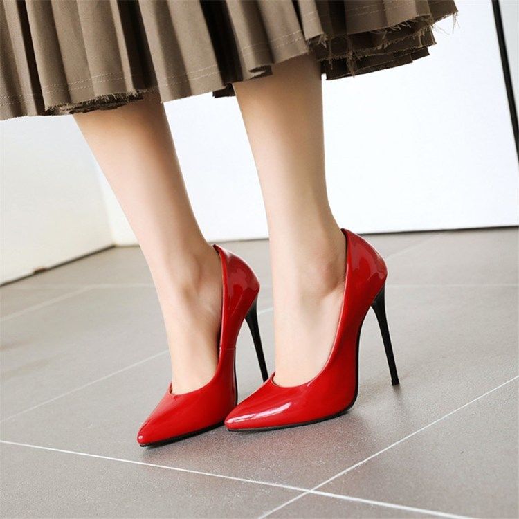 Damen Slip-on 12cm Dünne Schuhe Mit Spitzer Zehenpartie