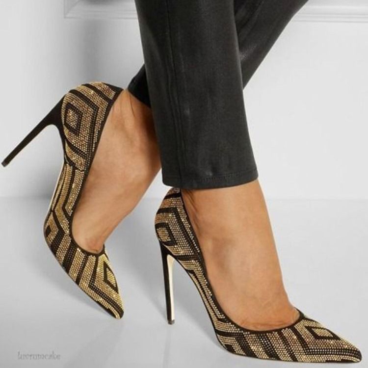 Damen-strass-slip-on-pumps Mit Spitzer Zehenpartie Und Stiletto-absatz