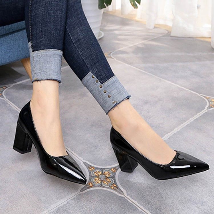 Professionelle Spitze Klobige Pumps Für Damen