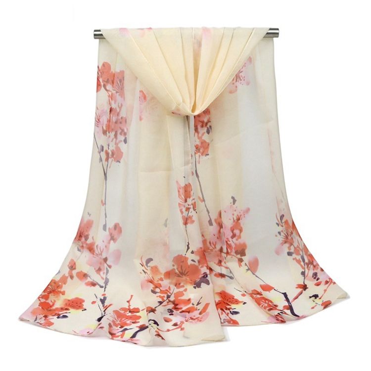 Anmutiger Schal Mit Pflaumenblüten-print Für Damen