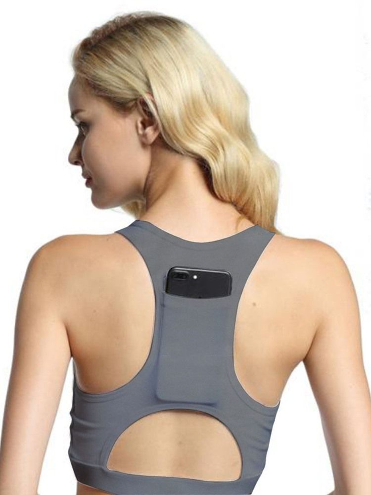Frauen Plain Back Pocket Running Yoga Sport-bhs