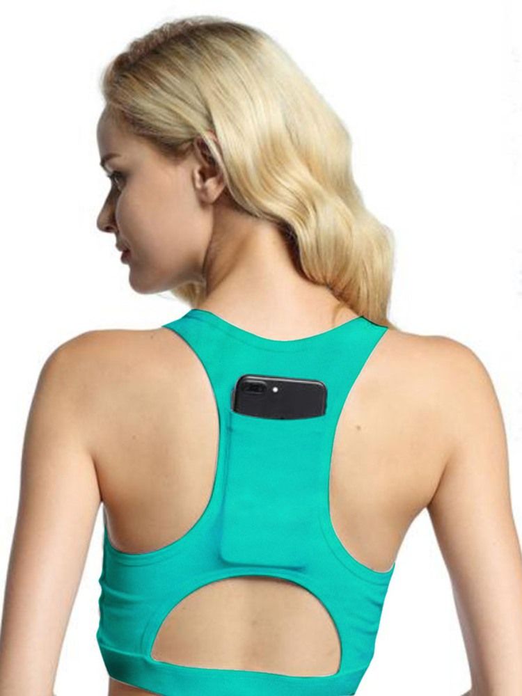 Frauen Plain Back Pocket Running Yoga Sport-bhs