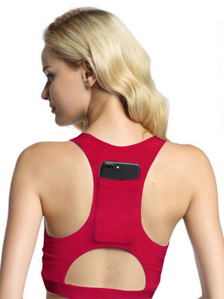Frauen Plain Back Pocket Running Yoga Sport-bhs