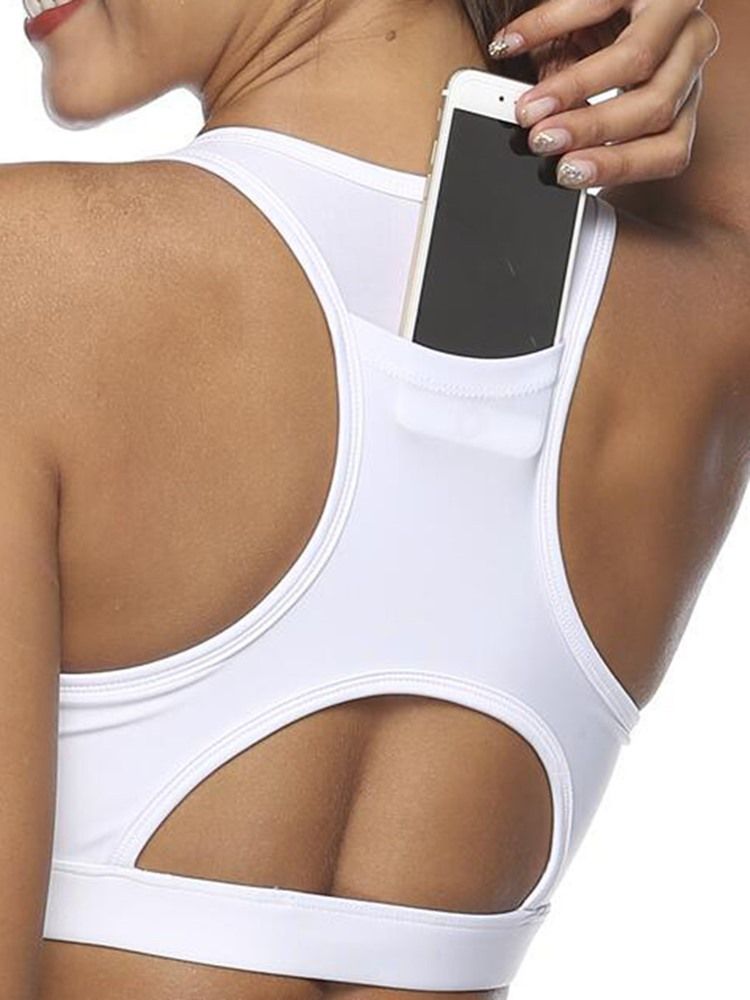 Frauen Plain Back Pocket Running Yoga Sport-bhs