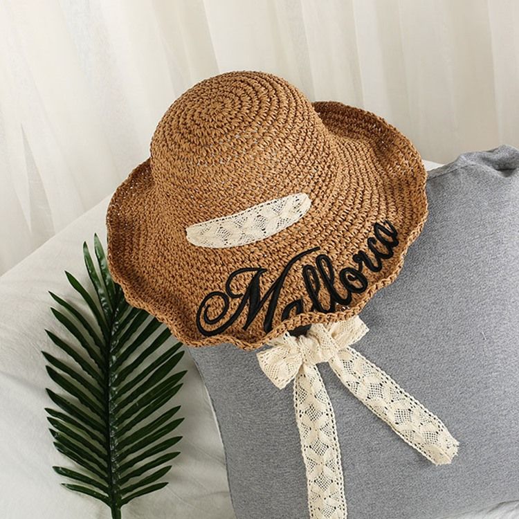 Damen New Style Strohhut Mit Frühlingsbuchstaben