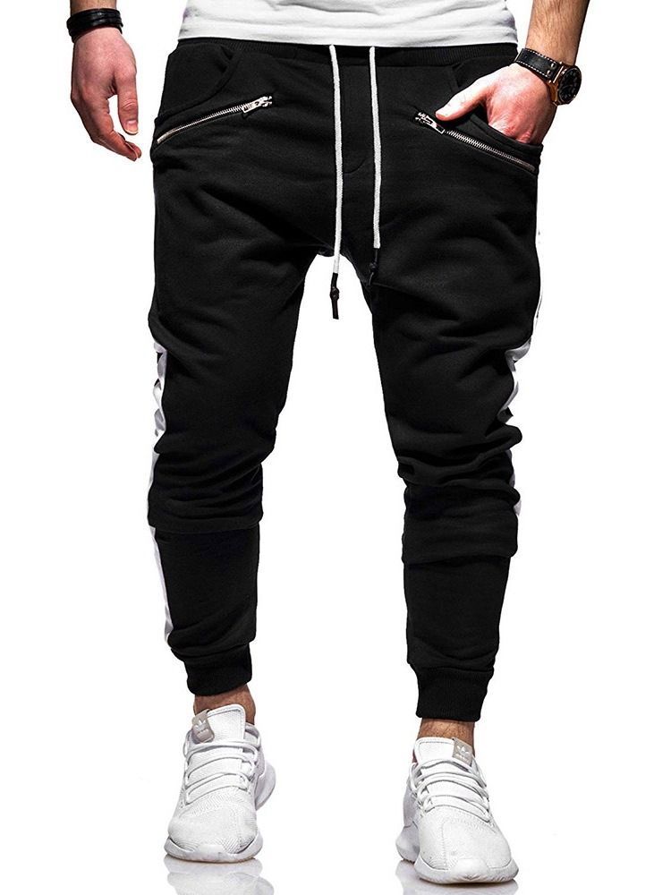 Color Block Lace-up Harem Mid Waist Herren Freizeithose