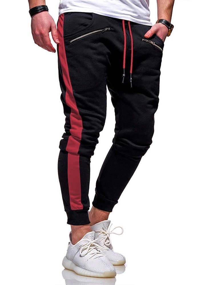 Color Block Lace-up Harem Mid Waist Herren Freizeithose