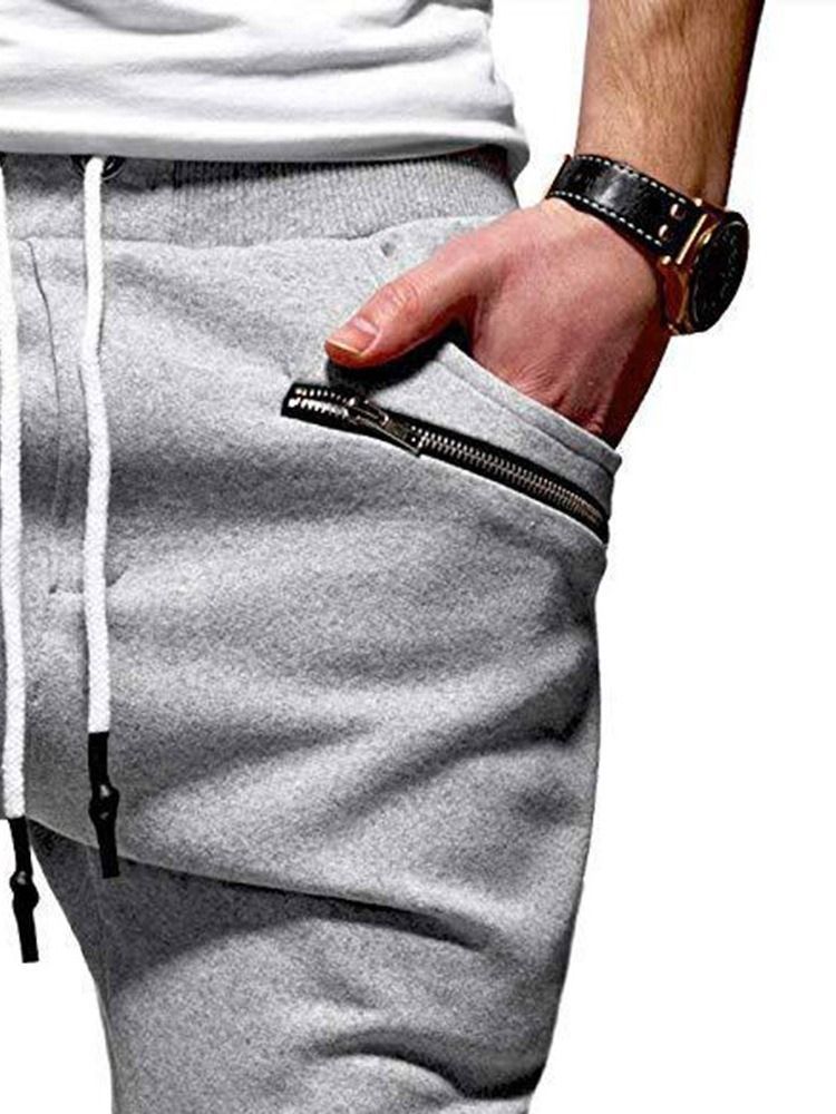 Color Block Lace-up Harem Mid Waist Herren Freizeithose