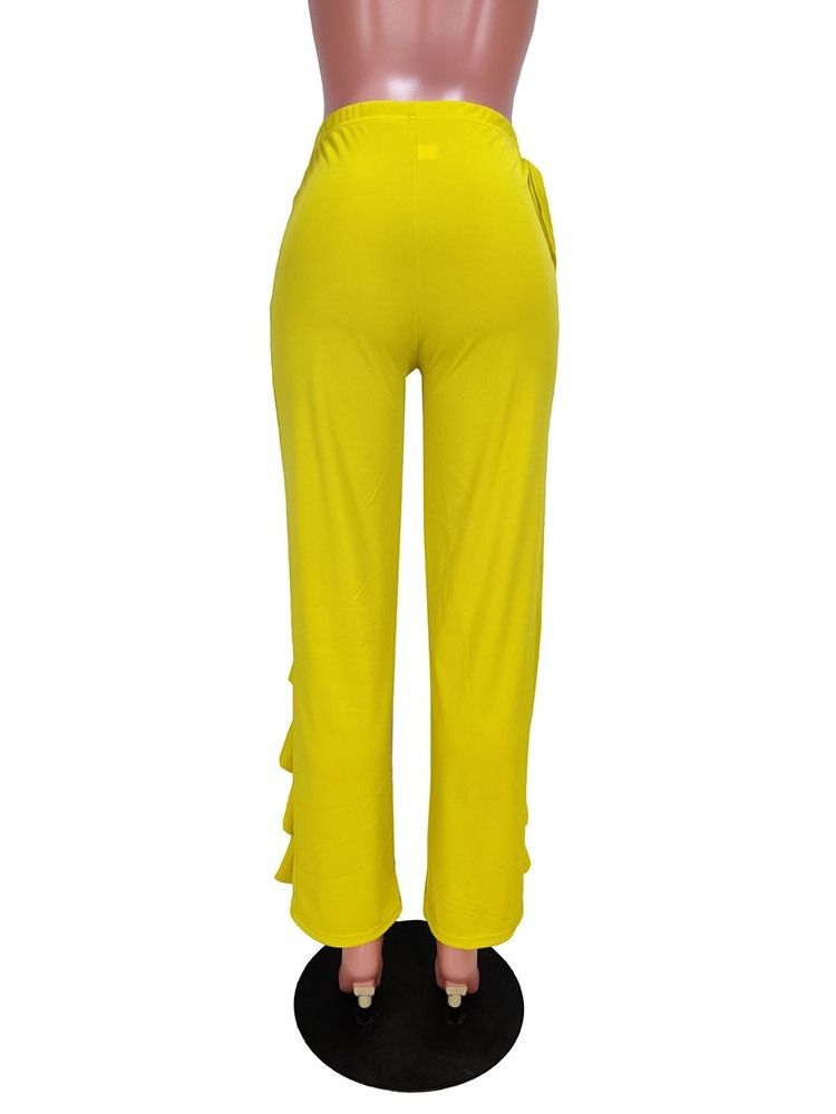 Damen Einfarbige Falbala Lose Ganzkörperhose Mit Weitem Bein