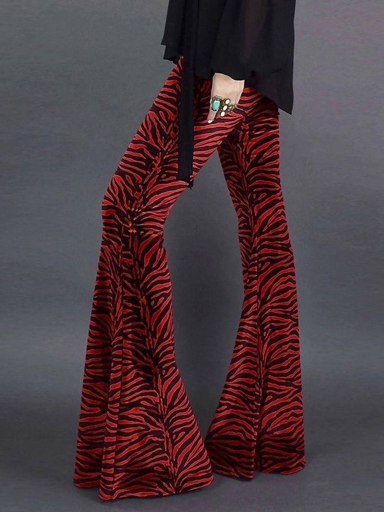 Damen-print In Voller Länge Schlaghosen Slim Casual Pants