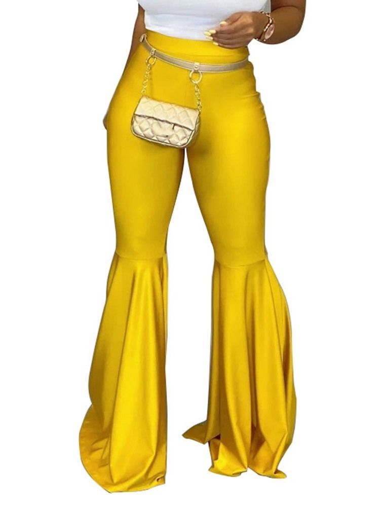 Damen Schlichte Schmale Durchgehende Schlaghosen Freizeithose