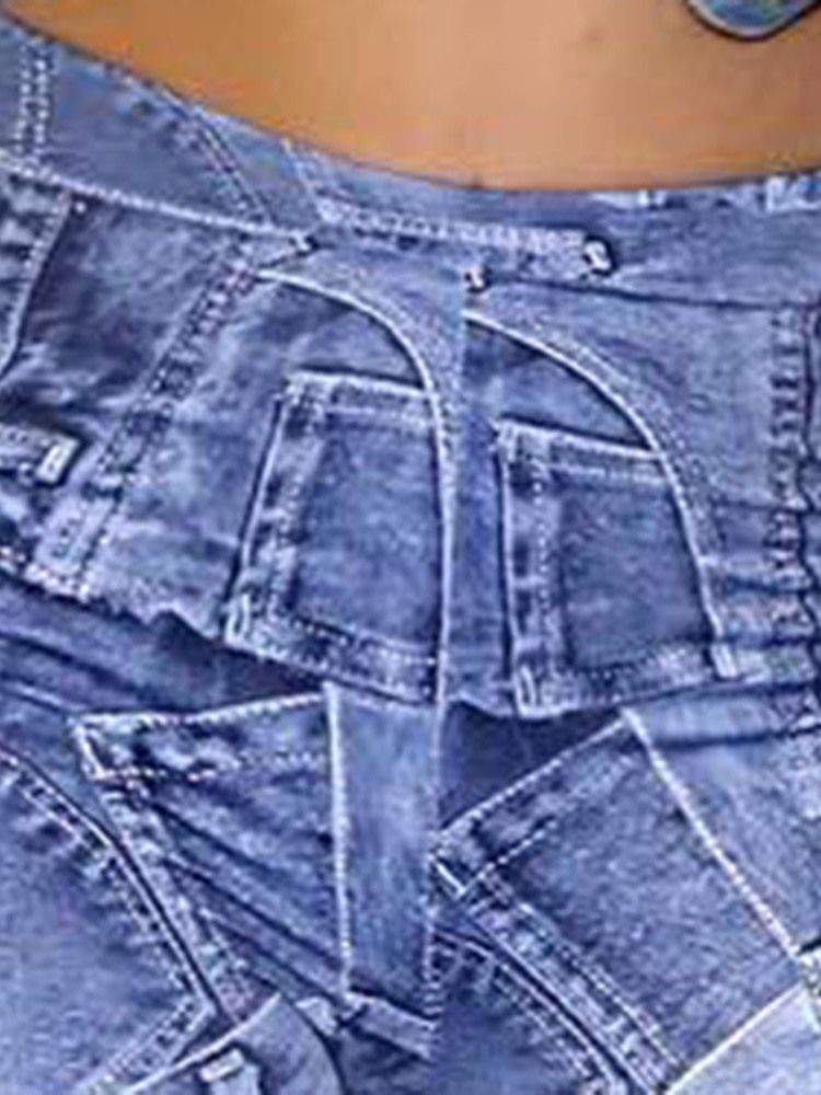 Damen Skinny Print Freizeithose Mit Mittlerer Wade Und Hoher Taille